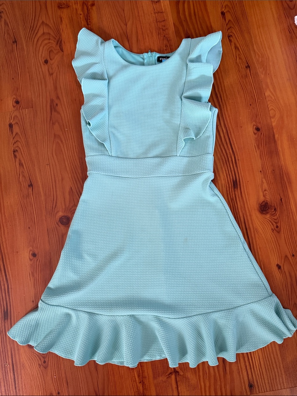 Zunie Light Blue Ruffle Sleeve Fit-&-Flare Dress